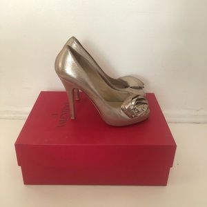 Valentino rose metallic heels